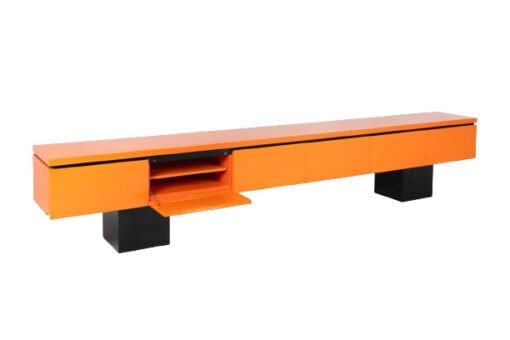 Orange Lacquer Sideboard - Interior Compartment - Styylish