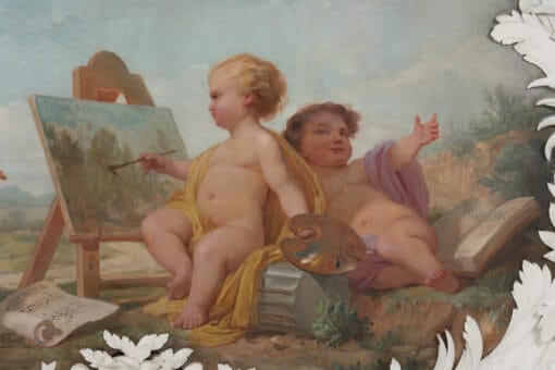 Pair of Paintings Representing Allegories - Cherub Detail - Styylish