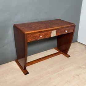 Art Deco Console Table, Thuja Roots, Birch, Silver-Plate, France circa 1925