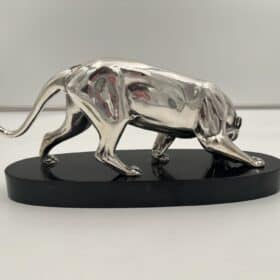 Silver Plated Art Deco Panther Sculpture, France circa 1930