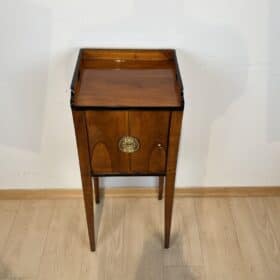 Biedermeier Pillar Cabinet, Cherry Veneer, Brass, South Germany circa 1820