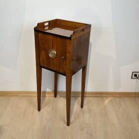 Biedermeier Pillar Cabinet, Cherry Veneer, Brass, South Germany circa 1820