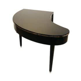 Kidney-shaped Art Deco Desk, Black Lacquer and Metal, France, 1940/50s