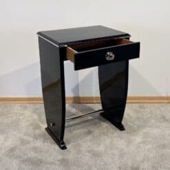 Art Deco Side Table with Drawer - Side Profile with Drawer Open - Styylish