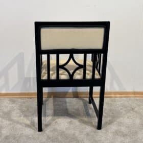 Bauhaus Armchair Oak, Black Lacquer, Cream Leather, Germany circa 1920