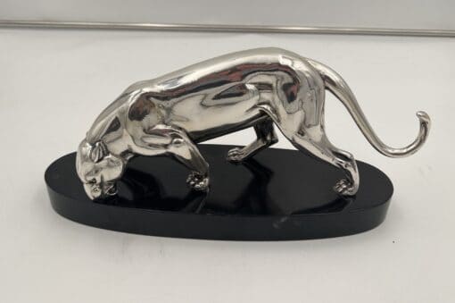 Silver Plated Art Deco Panther Sculpture - Face Detail - Styylish