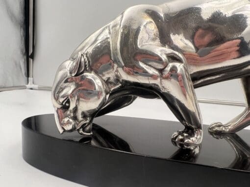 Silver Plated Art Deco Panther Sculpture - Face - Styylish
