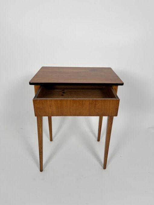 Biedermeier Side Table Cherry Wood - Drawer Open - Styylish