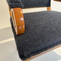 Biedermeier Armchair Solid Beech - Boucle Fabric Detail - Styylish