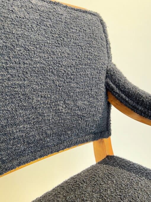 Biedermeier Armchair Solid Beech - Boucle Fabric Backrest Detail - Styylish