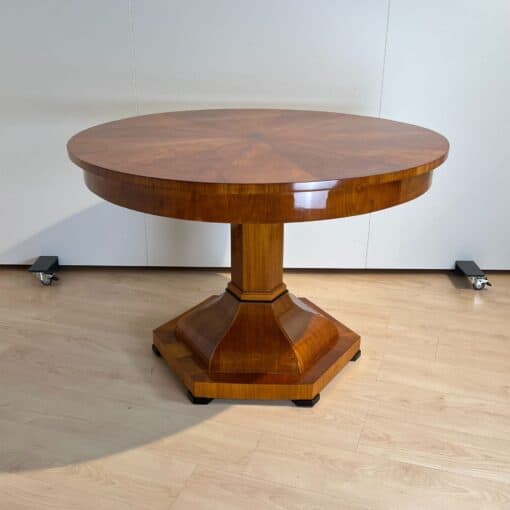 Biedermeier Center Table Cherry Wood - Side View with Lacquer Shine - Styylish