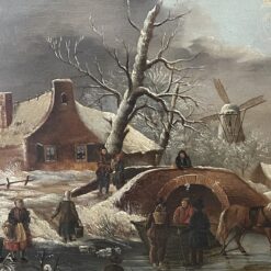 Dutch Winter Painting - House and Windmill - Styylish