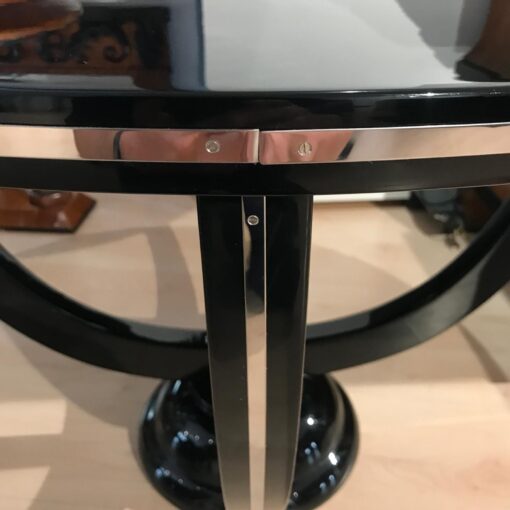 Round Art Deco Side Table - Chrome Detail - Styylish