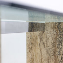 Glass and Travertine Desk - Underneath - Styylish