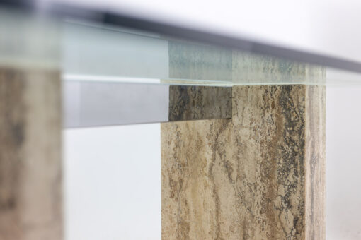 Glass and Travertine Desk - Underneath - Styylish