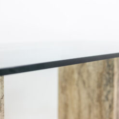 Glass and Travertine Desk - Edge of Glass - Styylish