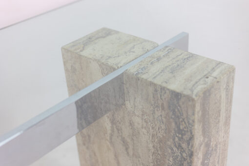 Glass and Travertine Desk - Connection Detail - Styylish