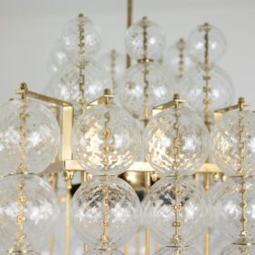 Chandelier in Blown Glass and Gilded Brass, 1970s