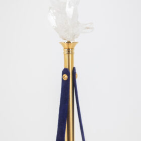 Candlestick in Gilded Brass and Velvet, Contemporary Work