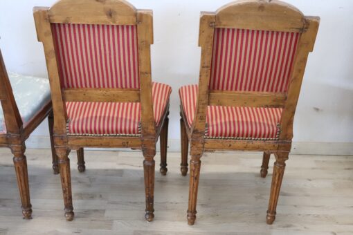 Antique Set of 4 Chairs - Back of Striped Cushion - Styylish