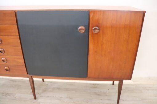 Long Sideboard in Teak Veneer - Right Side View - Styylish