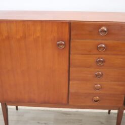 Long Sideboard in Teak Veneer - Left Side View - Styylish