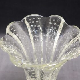 Italian Murano Art Glass Transparent Vase by Barovier, Bullicante Model, 1950s