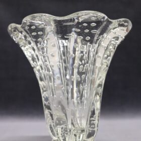 Italian Murano Art Glass Transparent Vase by Barovier, Bullicante Model, 1950s