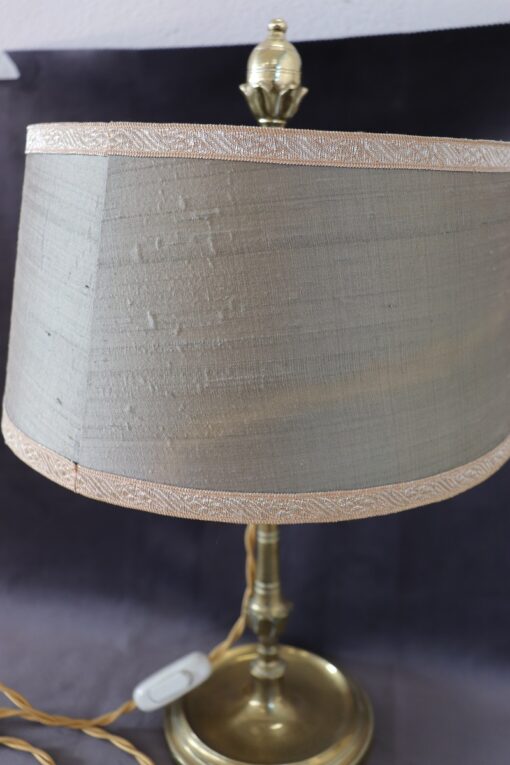 Vintage Brass Table Lamp - Fabric Shade Detail - Styylish