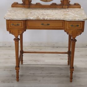 Italian Louis XVI Style Cherry Wood Dressing Table with Stool