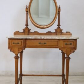 Italian Louis XVI Style Cherry Wood Dressing Table with Stool