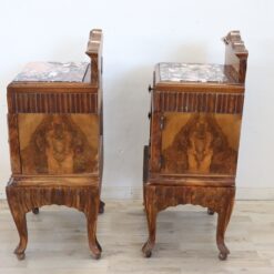 Nightstands with Marble Top - Burl Detail - Styylish