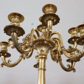 19th Century Italian Gilt Bronze Pair of Antique Candelabras with Eleven Lights