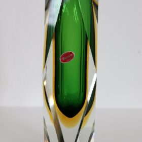 Italian Murano Art Glass Tall Vase by Flavio Poli, 1960s with Original Label