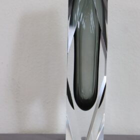 Italian Smoky Grey Art Glass Vase, Flavio Poli for A. Mandruzzato, 1960s