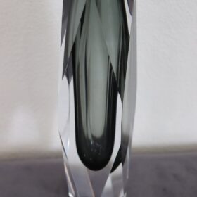 Italian Smoky Grey Art Glass Vase, Flavio Poli for A. Mandruzzato, 1960s