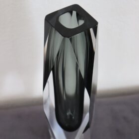 Italian Smoky Grey Art Glass Vase, Flavio Poli for A. Mandruzzato, 1960s