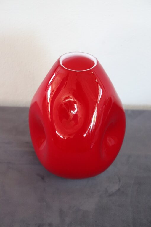 Italian Murano Red Vase - White Rim - Styylish