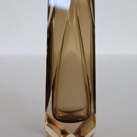 Italian Murano Art Glass Small Vase in Smoky Amber Color, Mandruzzato 1960s