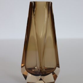 Italian Murano Art Glass Small Vase in Smoky Amber Color, Mandruzzato 1960s