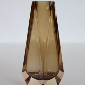 Italian Murano Art Glass Small Vase in Smoky Amber Color, Mandruzzato 1960s