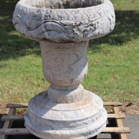 Italian Outdoor and Garden Vase in White Hand-Carved Carrara Marble