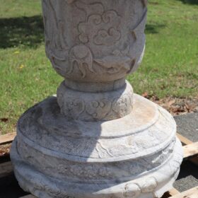 Italian Outdoor and Garden Vase in White Hand-Carved Carrara Marble