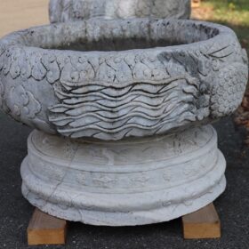 Italian Outdoor and Garden Pair of Vases in White Hand-Carved Carrara Marble