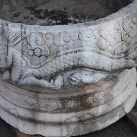 Italian Outdoor and Garden Pair of Vases in White Hand-Carved Carrara Marble