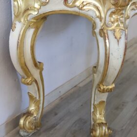 Italian Baroque Style Lacquered and Gilded Wood Console Table