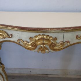 Italian Baroque Style Lacquered and Gilded Wood Console Table