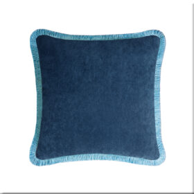 Happy Pillow 40 Velvet Blue with Light Blue Fringes