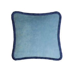 Happy Pillow 40 Velvet Light Blue with Blue Fringes