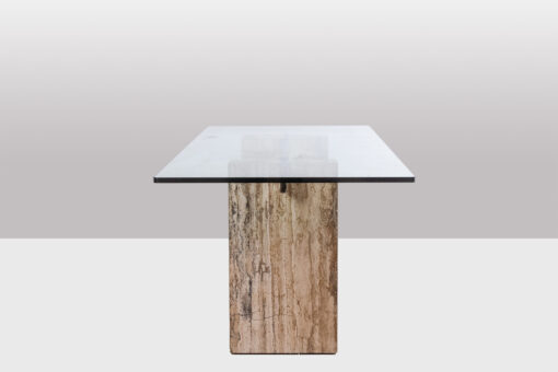 Glass and Travertine Desk - Side Profile - Styylish